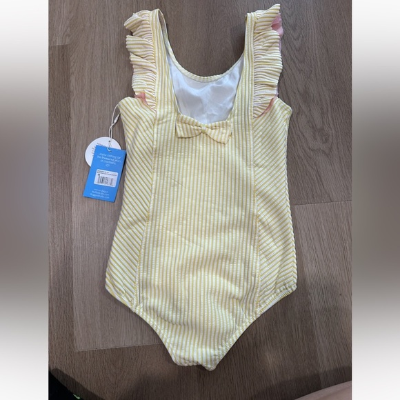 Rufflebutts Banana Seersucker Waterfall One Piece - Picture 5 of 5